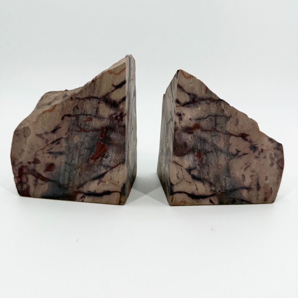 Wonderstone Volcanic Live Edge Banded Rhyolite Rust Mauve Stone Bookends